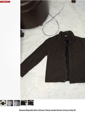 Banana Republic Men’s Brown Check Jacket | Button Front Casual Coat Size M